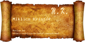 Miklics Kristóf névjegykártya
